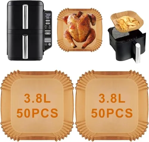 Stück Airfryer Backpapier für Ninja Double Stack XL 7.6L SL300EU, Hitzebeständig Antihaft Heißluftfritteuse Backpapier Airfryer Zubehör für Ninja SL300EU 100