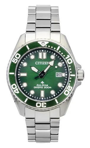 Citizen Quartz Eco-Drive BN0269-50W - Grünes Zifferblatt, Edelstahlarmband - Herrenuhren mit umweltfreundlicher Eco-Drive Technologie, wartungsfrei und ideal für stilbewusste Männer.