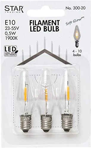 Star Universal Ersatzleuchtmittel LED, E10, klar, 1900K, 0,5W, 5 LM, 3 St./ Karte, 300-20