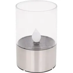 Globo LED-Solartischlampe mit Feuereffekt Edelstahl