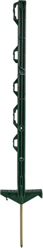 horizont Weidezaunpfähle Kunststoff 60 Stück grün, Höhe 108cm, Doppeltritt, Kunststoffpfahl mit Ösen für Bänder, Seile, Litzen, Weidezaunpfahl