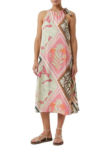 comma Trägerkleid mit floralem Muster in pink von comma,