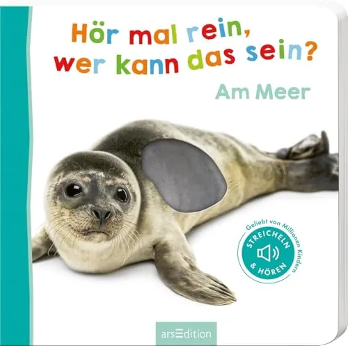 Hör mal rein, wer kann das sein? – Am Meer: Streicheln und hören | Hochwertiges Pappbilderbuch mit 5 Sounds und Fühlelementen für Kinder ab 6 Monaten