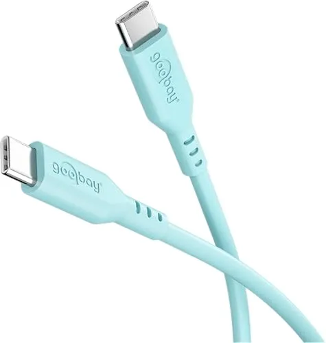 goobay USB C Ladekabel 1,5m mit 60W Power Delivery Schnellladefunktion, robustes & flexibles Kabel aus Silikon in Türkis für iPhone 16, Galaxy S25, Pixel 9, Tablets & Laptops, Silikonkabel - 77744