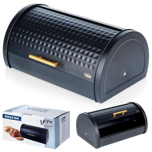 Schwarzer Brotkasten aus Metall 38x28,5x18 cm - Moderner Brotbehälter aus Metall, hält Ihr Brot frisch und ist ein stilvolles Accessoire für jede Küche.