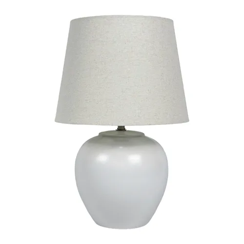 Relaxdays Tischlampe E27 – Elegante Nachttischlampe - Stilvolle Tischlampe für jeden Raum, gefertigt aus Keramik und Leinen. Mit einer Höhe von 45 cm und einer Breite von 30 cm sorgt sie für angenehmes Licht. Ideal für Nachttische oder Beistelltische.