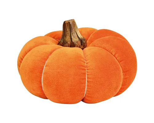 matches21 HOME & HOBBY Dekofigur Kürbis Deko-Kissen orange Samt, Holz 17 cm als Herbst-Deko (1 St), Schönes Deko-Kürbis Halloween Zier-Kissen für Wohnzimmer Sofa