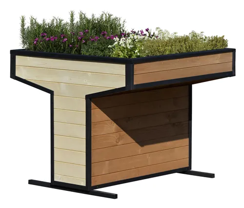 Tchibo Hochbeet 112x112x94cm - Schwarz aus Kiefernholz - Hochbeet für barrierefreies Gärtnern, ideal für Mobilitätseingeschränkte mit komfortablem Zugang. Langlebig und stilvoll für Terrasse, Balkon oder Garten.