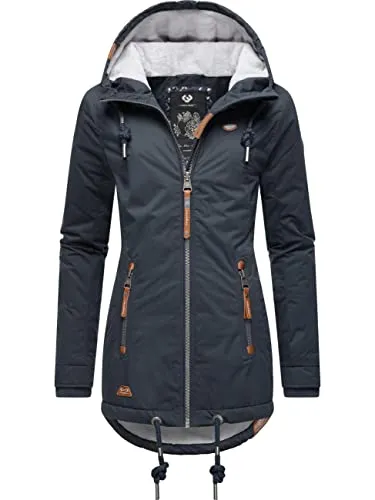 Ragwear Damen Winterjacke Zuzka - kurz, wasserdicht, navy, Gr. XS - Funktionsjacke: Stylischer, taillierter Wintermantel mit 100% veganem Material, wasser- und windabweisend, kuscheligem Teddyfleece und praktischen Tunnelzugkordeln für perfekten Wetterschutz.