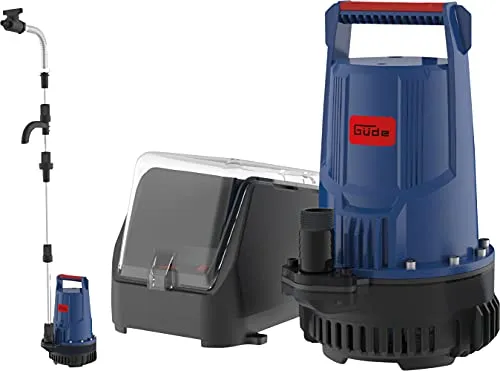 Güde 58567 Akku Regenfasspumpe 18-0 - Wasserpumpen für den mobilen Einsatz im Garten, fördert bis zu 2000 l/h mit einer max. Förderhöhe von 7 m und bietet eine lange Lebensdauer dank hochwertigem Noryl-Laufrad.
