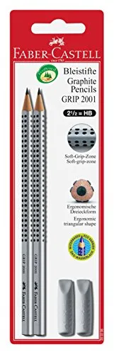 Faber-Castell Bleistifte Grip 2001 HB Graphit, 2 Stück