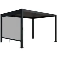 Juskys® Lamellendach Tahiti 3x4 m - Wetterfeste Terrassenüberdachung mit Seitenwand - Elegante Pergola für Garten und Terrasse, stabil und langlebig. Flexibles Lamellendach für individuellen Lichtschutz, einfache Montage mit hochwertigem Befestigungsmaterial.
