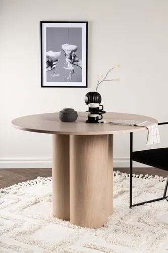 Venture Home Tisch Olivia Kalkweiß - Esstisch im skandinavischen Design mit Ø110 cm, hochwertigem MDF und langlebiger Verarbeitung – der stilvolle Mittelpunkt für Ihr Zuhause!