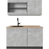 Vicco R-Line Küchenzeile Beton/Anthrazit 140 cm