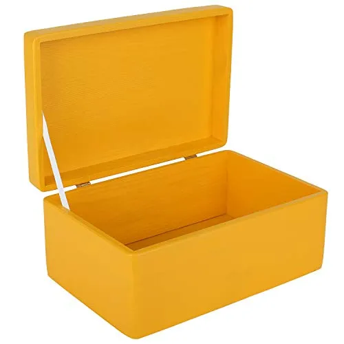 Creative Deco Gelb Große Holzkiste mit Deckel | 30 x 20 x 14 cm (+/-1cm) | Ostern Kiste Holzbox Erinnerungsbox Baby Aufbewahrungsbox Spielzeugkiste Kasten | Für Hochzeit, Geburtstag