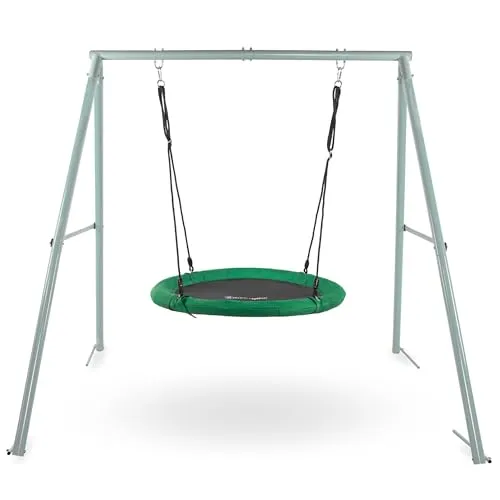 HyperMotion Storchennest Gartenschaukel - Outdoor Schaukel für 2 Personen, 150 kg Tragkraft - Geräumige Nestschaukel mit 102 cm Durchmesser, UV-beständig und wetterfest. Stabiler A-Rahmen sorgt für Sicherheit und Komfort im Garten.