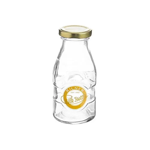 KILNER Milchflasche mit Drehverschluss | 0,19 L| Lagerung von hausgemachten Shakes, Vanillesauce oder Erdbeermilch | auslaufsichere Flasche zum Befüllen aus Glas | Glasflaschen zum Befüllen