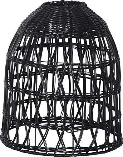 Star Trading Lampenschirm Knute, Rattan, Schwarz, E27 - Eleganter Rattan-Lampenschirm für den Außenbereich, 33 cm, sorgt für stimmungsvolles Licht und ist wetterfest.