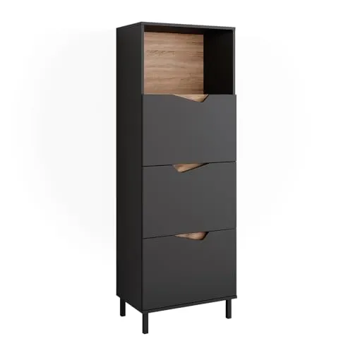 Vicco Kommode Marelle, Anthrazit/Artisan, 60 x 169,5 cm mit 4 Fächern - Stilvolle Kommode