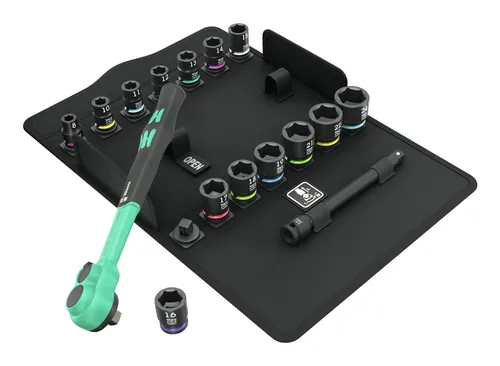 Wera Knarrensatz 8100 SB 12 Zyklop Comfort - 16-teilig, ergonomisch mit Umschalthebel und langlebiger textiler Box, ideal für präzises Arbeiten