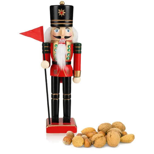 com-four® Dekofigur Nussknacker - Weihnachtsdeko in Form eines traditionellen Nussknackers - Kleiner Deko-Nussknacker im klassischen Design - Adventsdeko [Auswahl variiert] (Stehend mit Zepter)