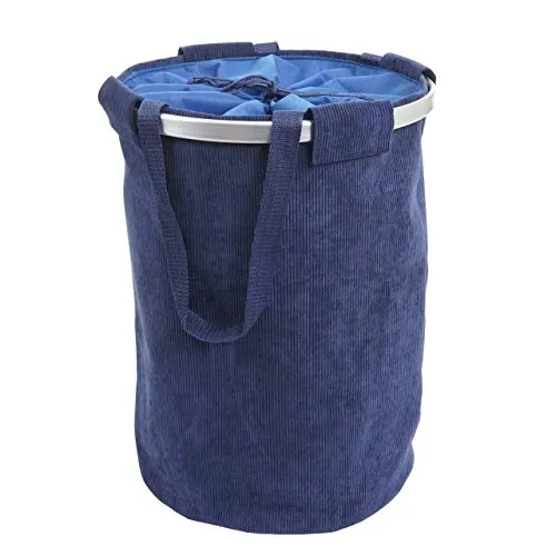 Wäschesammler HWC-C34, Laundry Wäschekorb Wäschesack Wäschebehälter mit Kordelzug, Henkel 55x39cm 65l - cord blau
