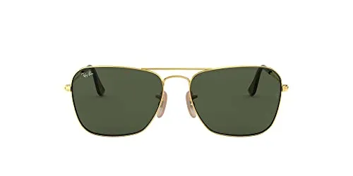 Ray-Ban Herren Caravan Sonnenbrille, Gold (Gold/DarkGreen), One Size (58)