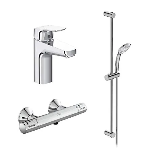Ideal Standard BD012AA Ceraflex Armaturen-Paket - Badewannen- & Duschsysteme, komfortables Armaturenpaket mit Anti-Kalk-Funktion und energieeffizienter ECO-Funktion für langfristige Einsparungen und Sicherheit.