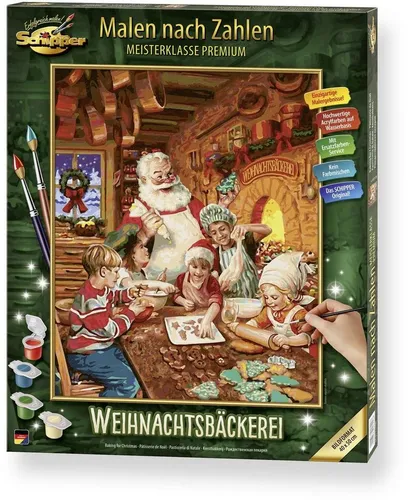 Schipper Malen nach Zahlen – Weihnachtsbäckerei - Schreibutensilien für Erwachsene, inkl. Pinsel und 36 Acrylfarben für ein beeindruckendes Kunstwerk ohne Vorkenntnisse. Ideal für kreative Stunden zu Hause!