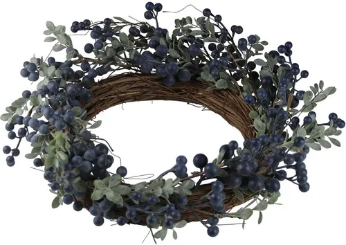 AM Design Dekokranz Weihnachtsdeko - Kunstgräser - Filigraner Deko-Kranz mit blauen Beeren, ideal für festliche Weihnachtsdekoration und sorgt für winterlichen Charme.