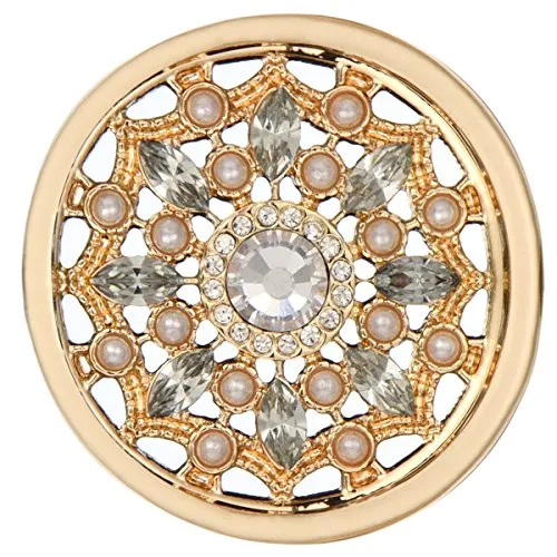 Morella Damen Schmuckmünze Coin 33 mm Blüte Zirkonia Gold in gold von Morella