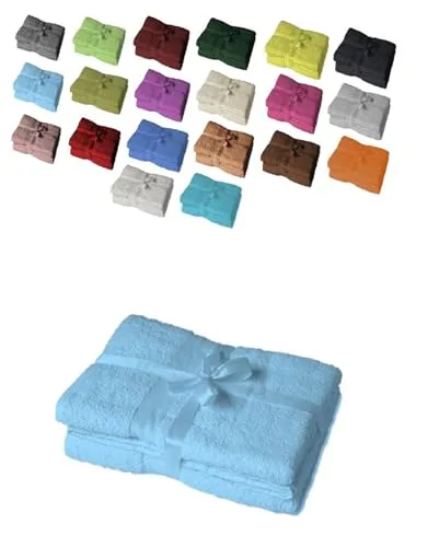 EXKLUSIV HEIMTEXTIL Handtuchserie im Set mit Schleife Marke Duschtuch 2er Set 70 x 140 cm Hellblau