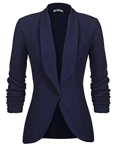 Unibelle Damen Blazer Cardigan Dünn 3/4 Längere Elegant Leicht Bolero Jacke Blazer Slim Fit Anzug Trenchcoat , Aa-navyblau, 38(Herstellergröße:M)