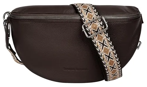 Gürteltasche BRUNO BANANI, Damen, echt Leder, braun - Moderne Gürteltasche aus 100% Rindleder mit verstellbarem Gurt. Perfekt für Essentials wie Schlüssel und Smartphone, ideal für Konzerte und Reisen.