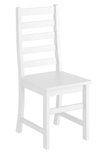ERST-HOLZ Esszimmerstuhl - Weißer Massivholzstuhl im Landhausstil - Stabiler Küchenstuhl aus massivem Kiefernholz, pflegeleicht und in waschweiß, ideal für Esszimmer und Küche. Hochwertige Verarbeitung mit sichtbarer Holzstruktur.