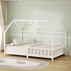 ML-DESIGN Spielbett Hausbett Kinderbett mit Rausfallschutz und Lattenrost - Kreatives Kinderbett 120x200 cm aus Kiefernholz mit Rausfallschutz – ideal zum Spielen und Träumen. Das stabile Design fördert die Selbstständigkeit und sorgt für Sicherheit beim Schlafen.