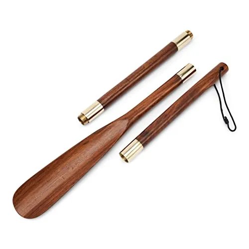 NKlaus Maritim Schuhlöffel 70cm - verstellbar und elegant - Schuhlöffel aus Holz und Messing, extra lang (70,5cm) für bequemes Anziehen von Schuhen, ideal für jeden Schuhliebhaber.
