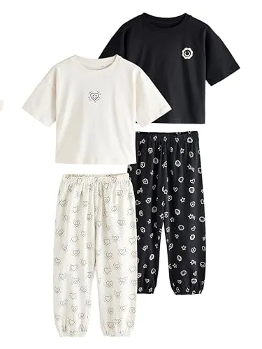 NEXT Mädchen 2 Schlafanzughosen im Jogginghosen-Stil - Jungenmode: 2er-Pack Schlafanzughosen aus 100 % Baumwolle, bequem und stylish für entspannte Nächte.