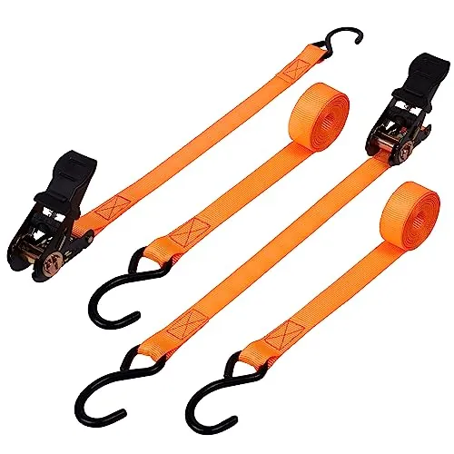 Belle Vous (2er Pack) Spanngurte mit Ratsche und Haken & Gummigriffen - Spanngurt 4m Lang & 25 mm Breit - 500 kg Bruchfestigkeit - Robuste Zurrgurte mit Ratsche zum Sichern von Fracht & Motorrädern