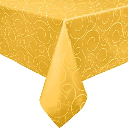 Erwin Müller Tischdecke Oberhausen, Jacquard Ranken Curry 130x170 cm - Elegante Jacquard-Tischdecke mit kunstvollen Ranken in Curry. Pflegeleicht und bügelleicht dank Polyester-Anteil. Ideal für festliche Anlässe oder den täglichen Gebrauch.