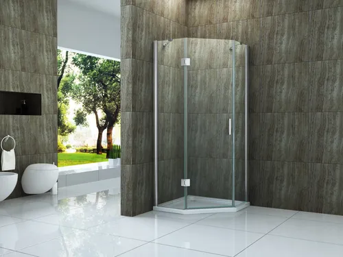 Alphabad Eckdusche Fünfeck-Duschkabine NOOK 90 x 90 x 195 cm ohne Duschtasse