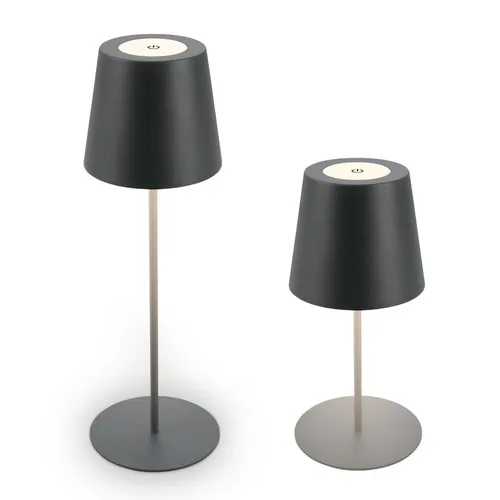 Akku Tischlampe LED Deco Lampe Kabellos Nachttischlampe IP44 Dimmbar Anthrazit