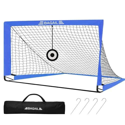 Bagail Fußballtor, Pop-up-Fußballnetz mit Zieltor, Erdnägeln und tragbarer Tragetasche, einfach zu montieren, ideal für Gartentraining und Freizeitspiele
