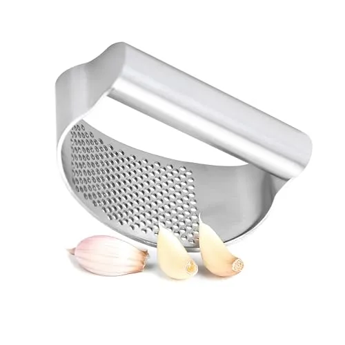 Hausleben Knoblauchpresse Edelstahl – Ergonomischer Knoblauchzerkleinerer für müheloses Pressen von Knoblauch & Ingwer | Rostfrei, leicht zu reinigen, kompakt & langlebig