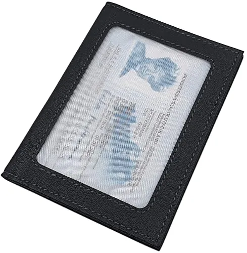 myledershop Büffelleder Ausweisetui/Ausweistasche/Ausweishülle/Kreditkartenetui/Visitenkartenetui/Kartenetui MJ-Design-Germany mit RFID & NFC Schutz (Schwarz)