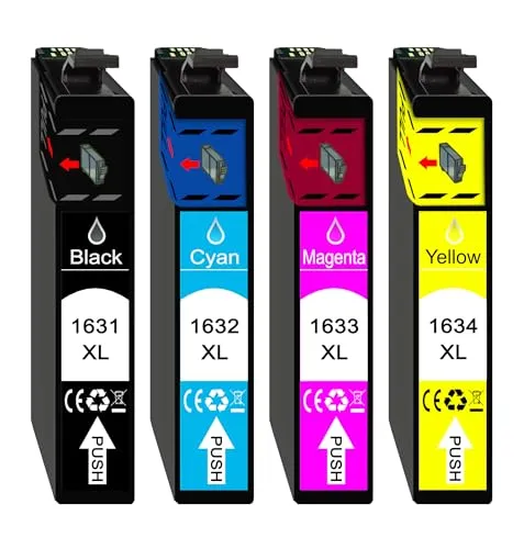4er Multipack kompatibel mit Epson 16XL Patronen für Workforce WF-2010 WF-2510 WF-2520 WF-2530 WF-2540 WF-2630 WF-2650 WF-2660 WF-2750 WF-2760