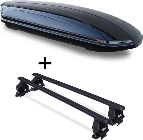 Dachbox VDPMAA460 460Ltr schwarz glänzend mit Menabo TEMA Dachträger für Subaru Outback V