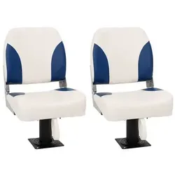 vidaXL 4-tlg. Bootssitz-Set Klappbar Blau und Weiß 41x36x48 cm - Praktisches Bootssitz-Set mit klappbarem Design für kompakte Lagerung. Wasserfest und leicht zu reinigen, ideal für langen Komfort auf dem Wasser.