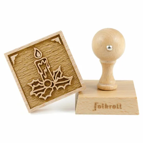 Folkroll Motiv-Keksstempel Adventskerze 55x55 mm Backen Keks Stempel Buchenholz