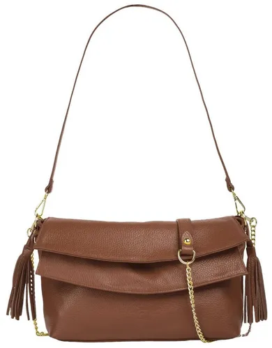Samantha Look Umhängetasche Damen 021414 braun - Elegante Leder Umhängetasche mit verspielten Quasten, ideal für jeden Anlass. Praktisches Hauptfach mit mehreren Einsteckmöglichkeiten und abnehmbaren Trageoptionen.